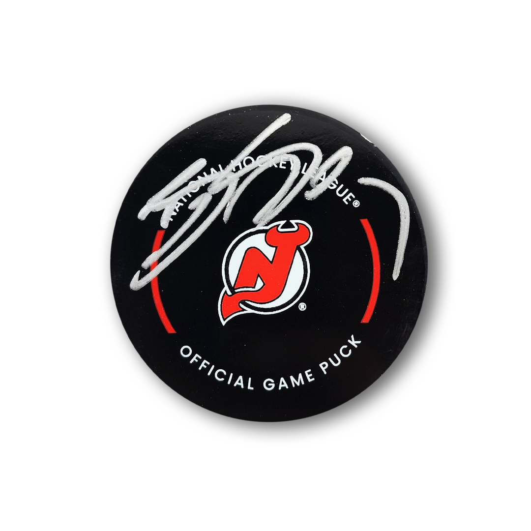 Bill Goldberg Autographed New Jersey Devils Official Hockey Puck