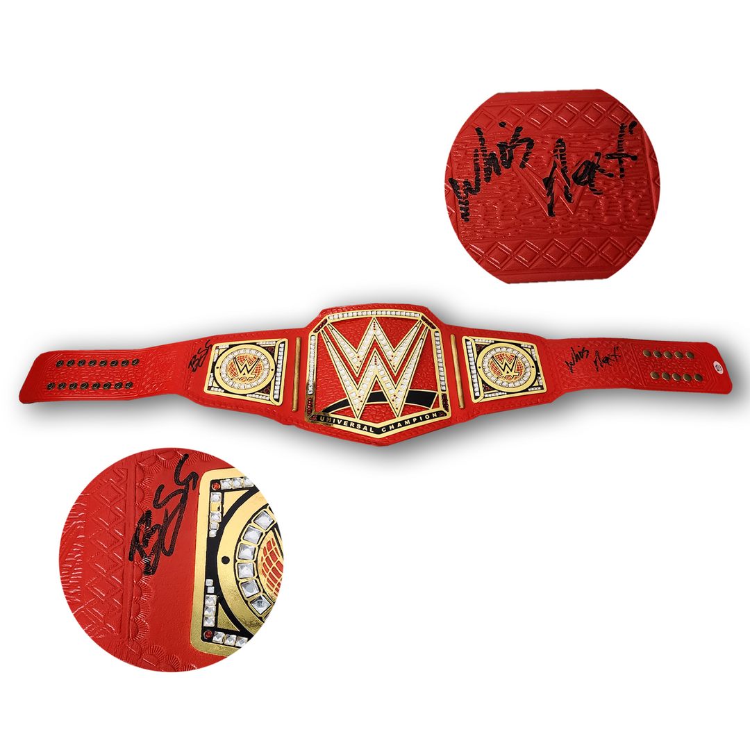 Bill Goldberg Autographed Wrestling Leather WWE Universal Championship Red Belt