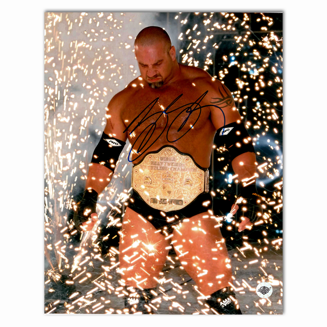 Bill Goldberg Autographed Wrestling Entrance Vertical 8x10 Photo (With Belt)