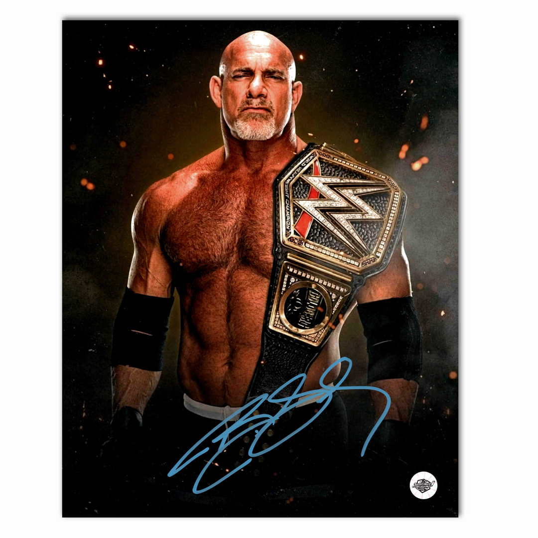 Bill Goldberg Autographed Wrestling 8x10 Photo (Belt Over Shoulder)