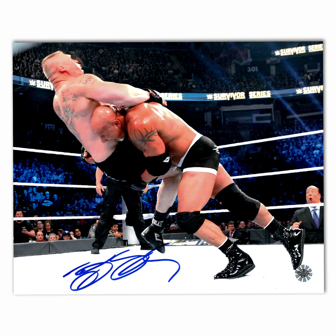 Bill Goldberg Autographed Wrestling 8x10 Photo (Slamming Lesnar)