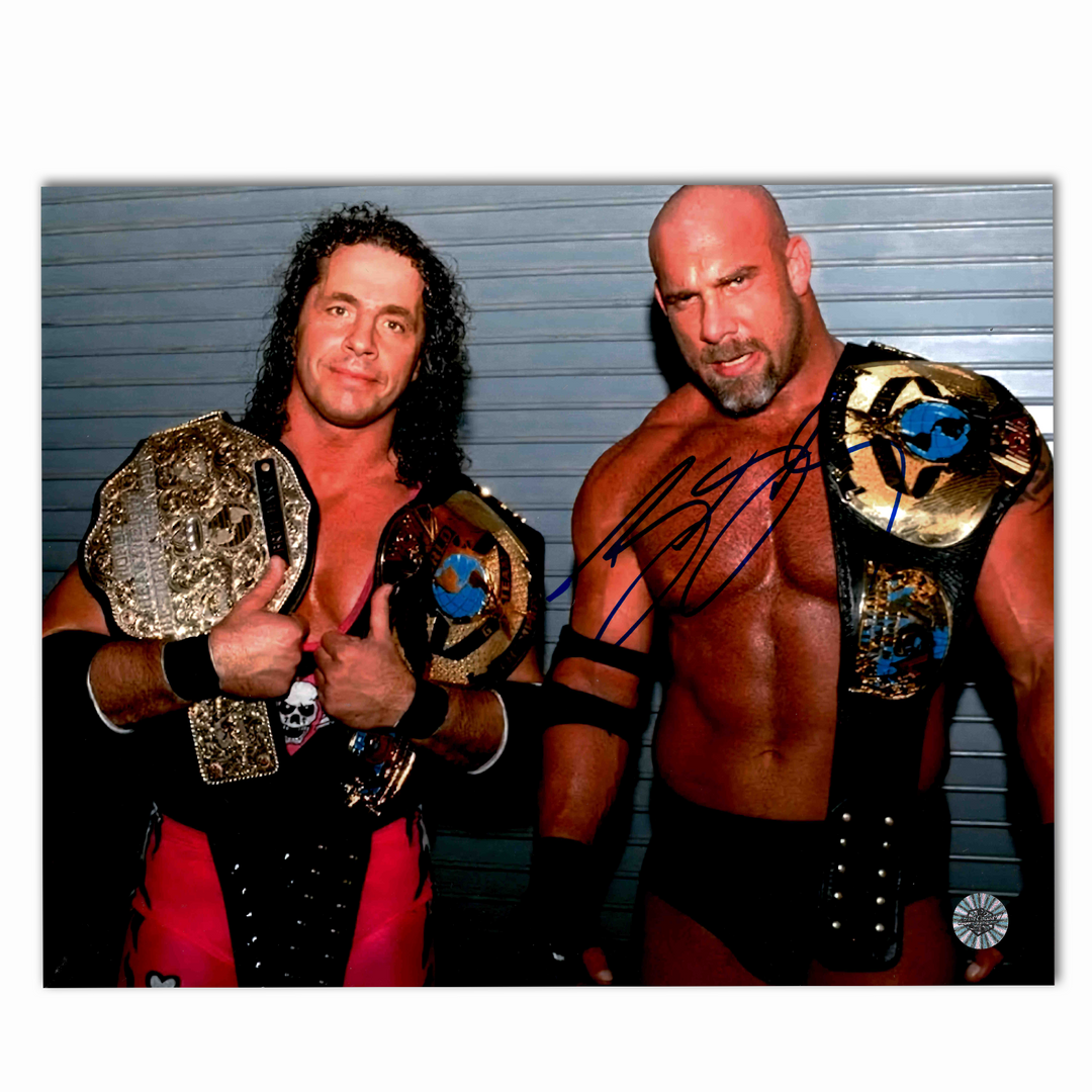 Bill Goldberg Autographed Wrestling 8x10 Photo (With Brett Hart)