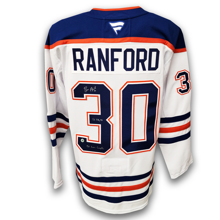 Bill Ranford Autographed Edmonton Oilers Away Fanatics Premium Inscribed