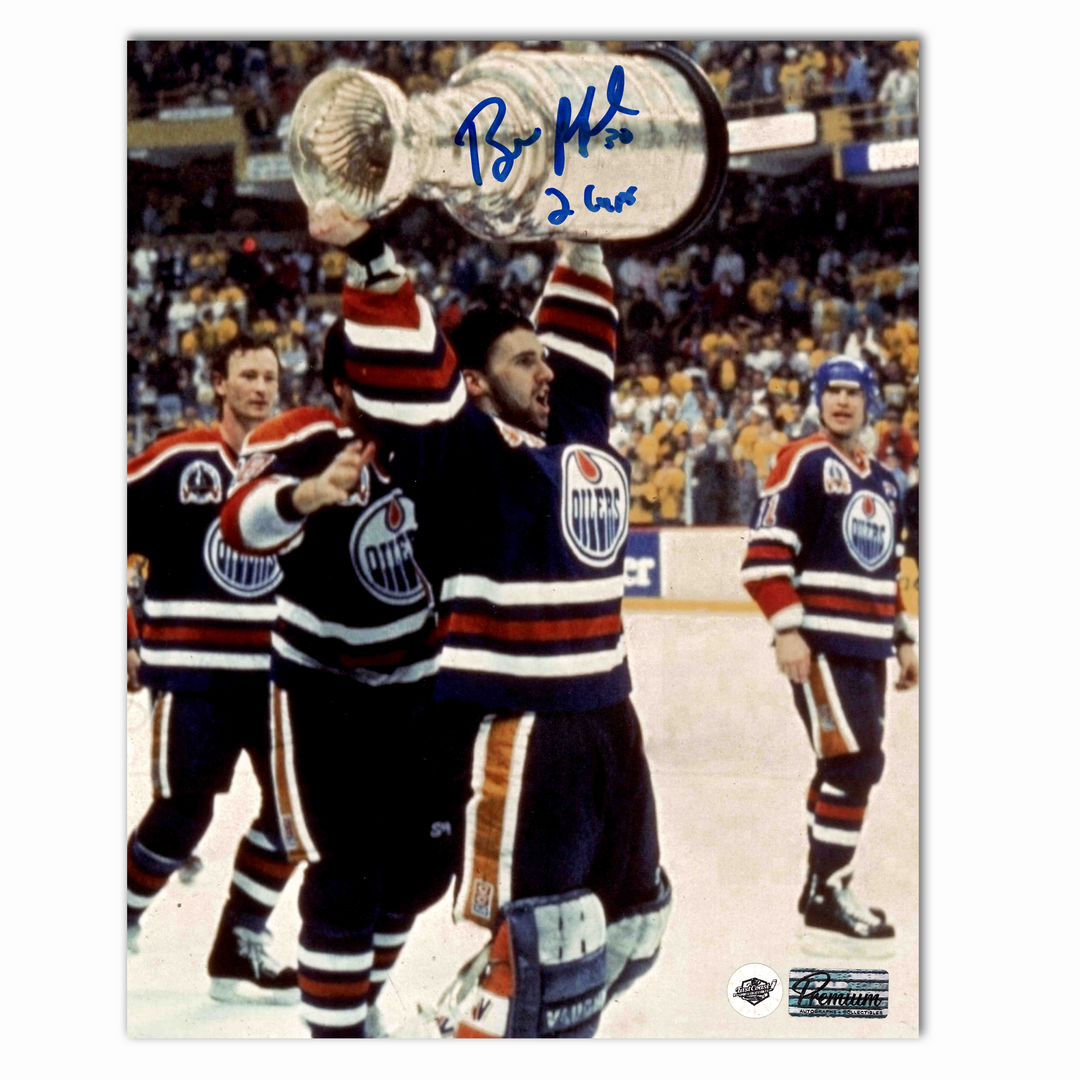 Bill Ranford Autographed Edmonton Oilers Stanley Cup Celebration 8x10 Photo