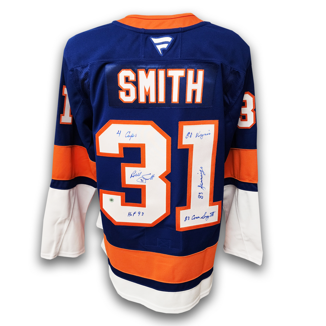 Billy Smith Autographed New York Islanders Home Fanatics Premium Career Jersey