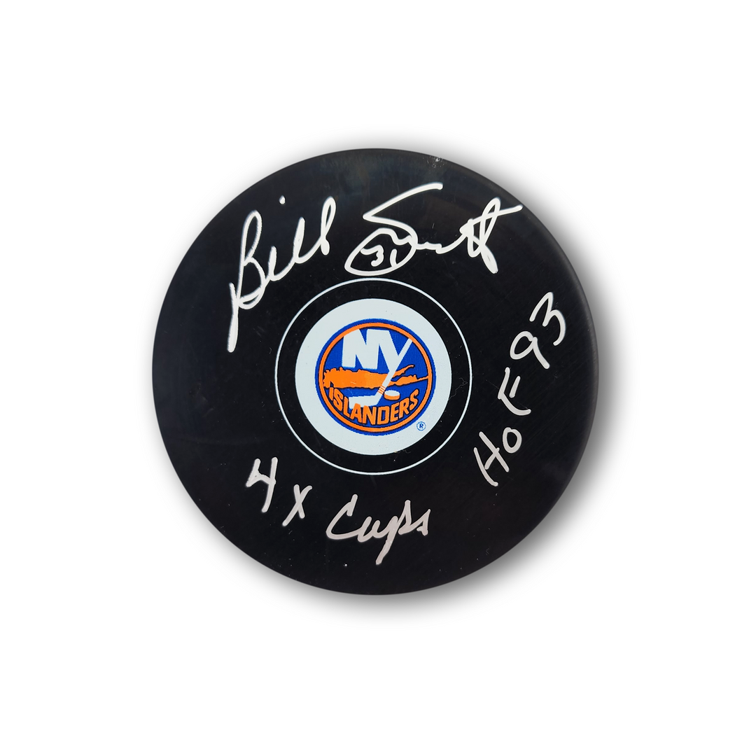 Billy Smith Autographed New York Islanders Puck 2x Inscribed