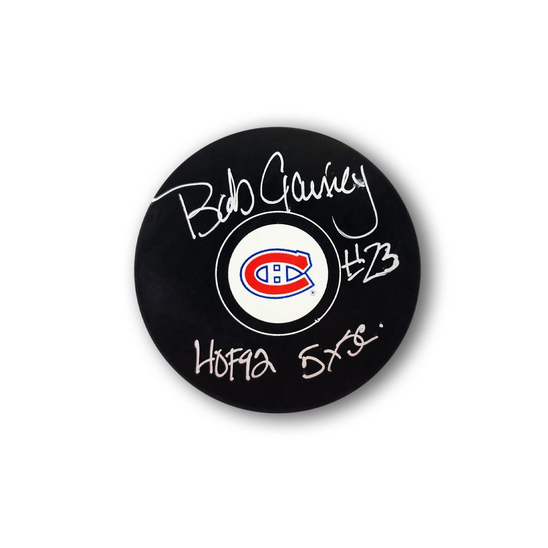 Bob Gainey Autographed Montreal Canadiens Hockey Puck Inscribed 