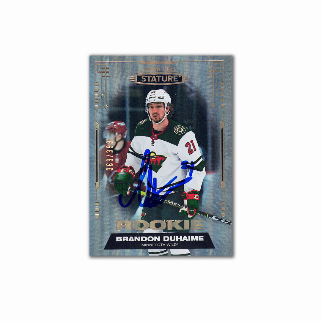 2021-22 UD Statue #167 BRANDON DUHAIME Autographed Rookie Card #/399