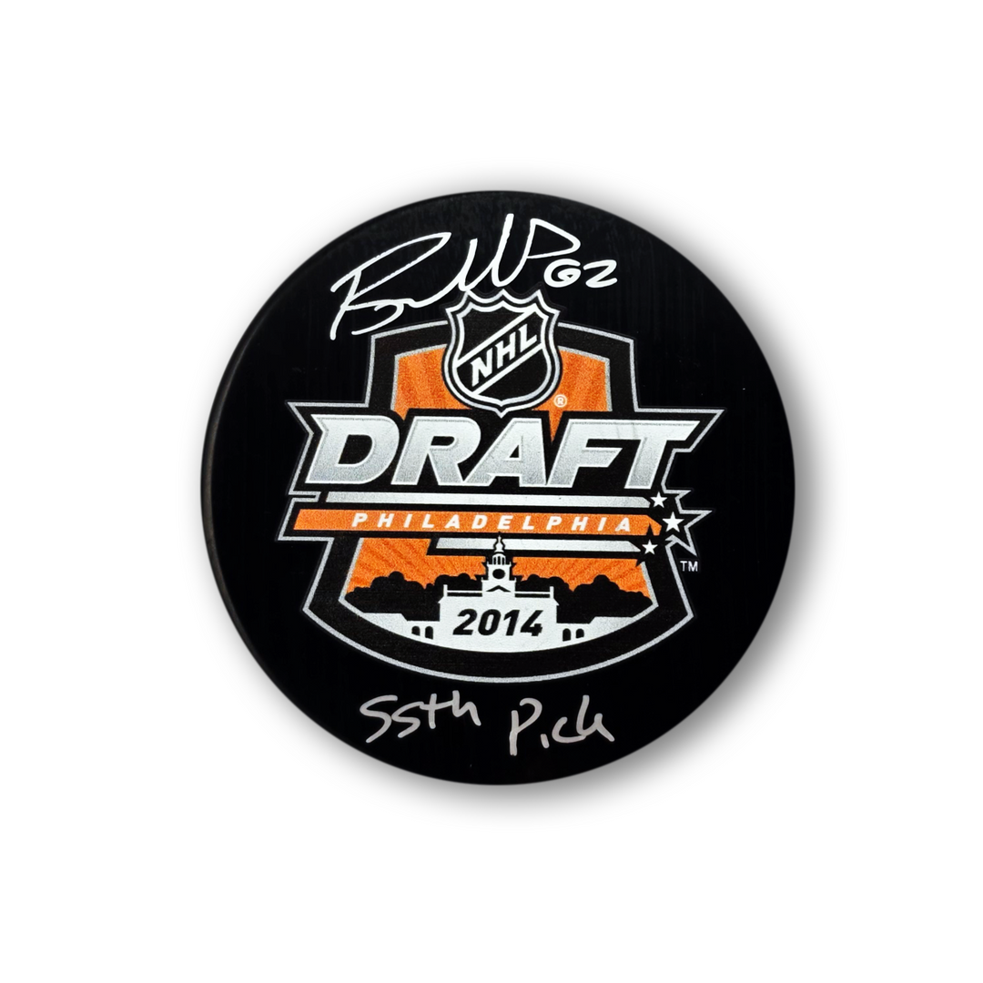 Brandon Montour Autographed 2014 NHL Draft Hockey Puck Inscribed 55th Pick