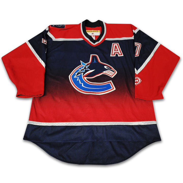 Brendan Morrison Vancouver Canucks Red Gradient Orca Jersey Inscribed West Coast Express