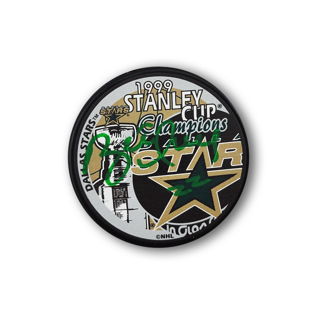 Brett Hull Autographed Dallas Stars 1999 Stanley Cup Hockey Puck