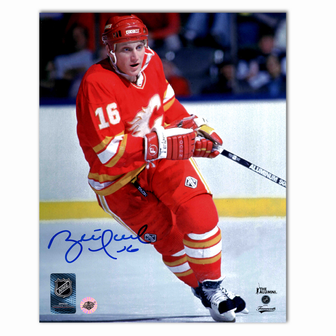 Brett Hull Autographed Calgary Flames Home 8x10 Photo