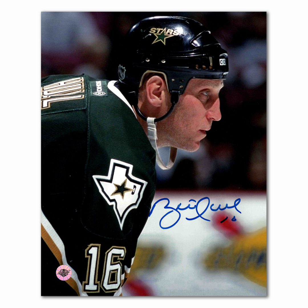 Brett Hull Autographed Dallas Stars Close Up 8x10 Photo