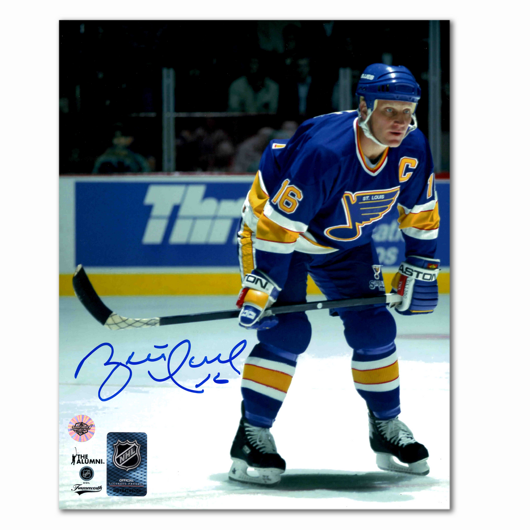 Brett Hull Autographed St. Louis Blues Home 8x10 Photo