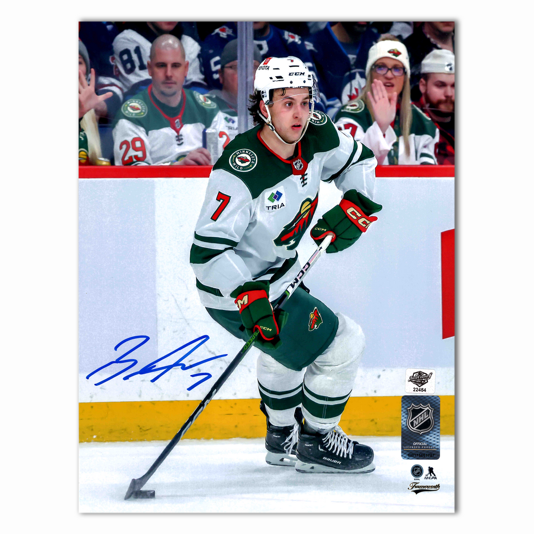 Brock Faber Autographed Minnesota Wild Away 8x10 Photo