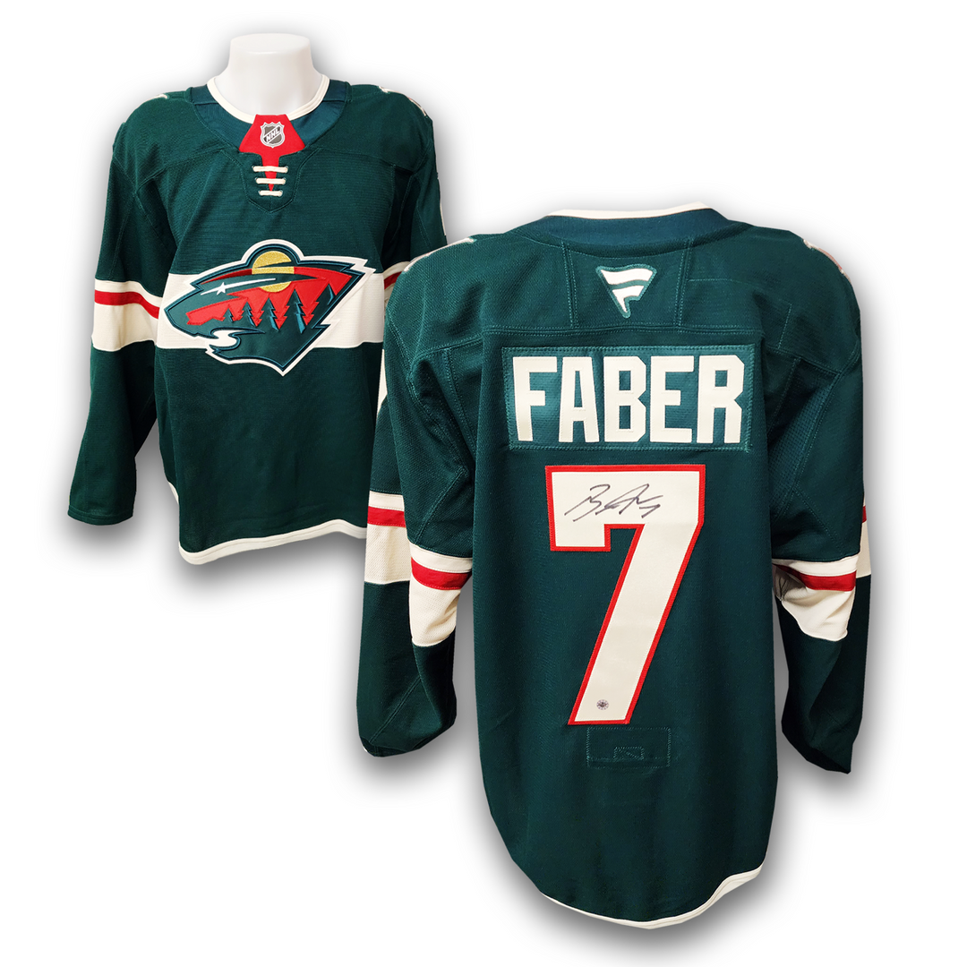Brock Faber Autographed Minnesota Wild Home Fanatics Authentic Pro Jersey