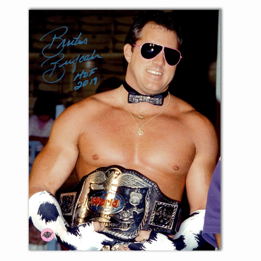 Brutus Beefcake Autographed WWE 8x10 Photo (Belt)