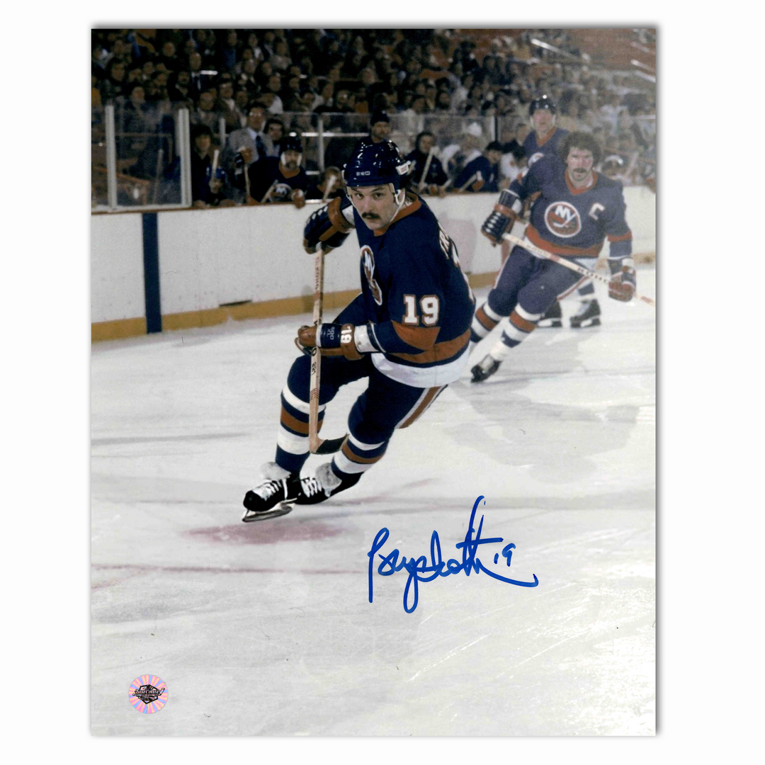 Bryan Trottier Autographed New York Islanders Face Off 8x10 Photo
