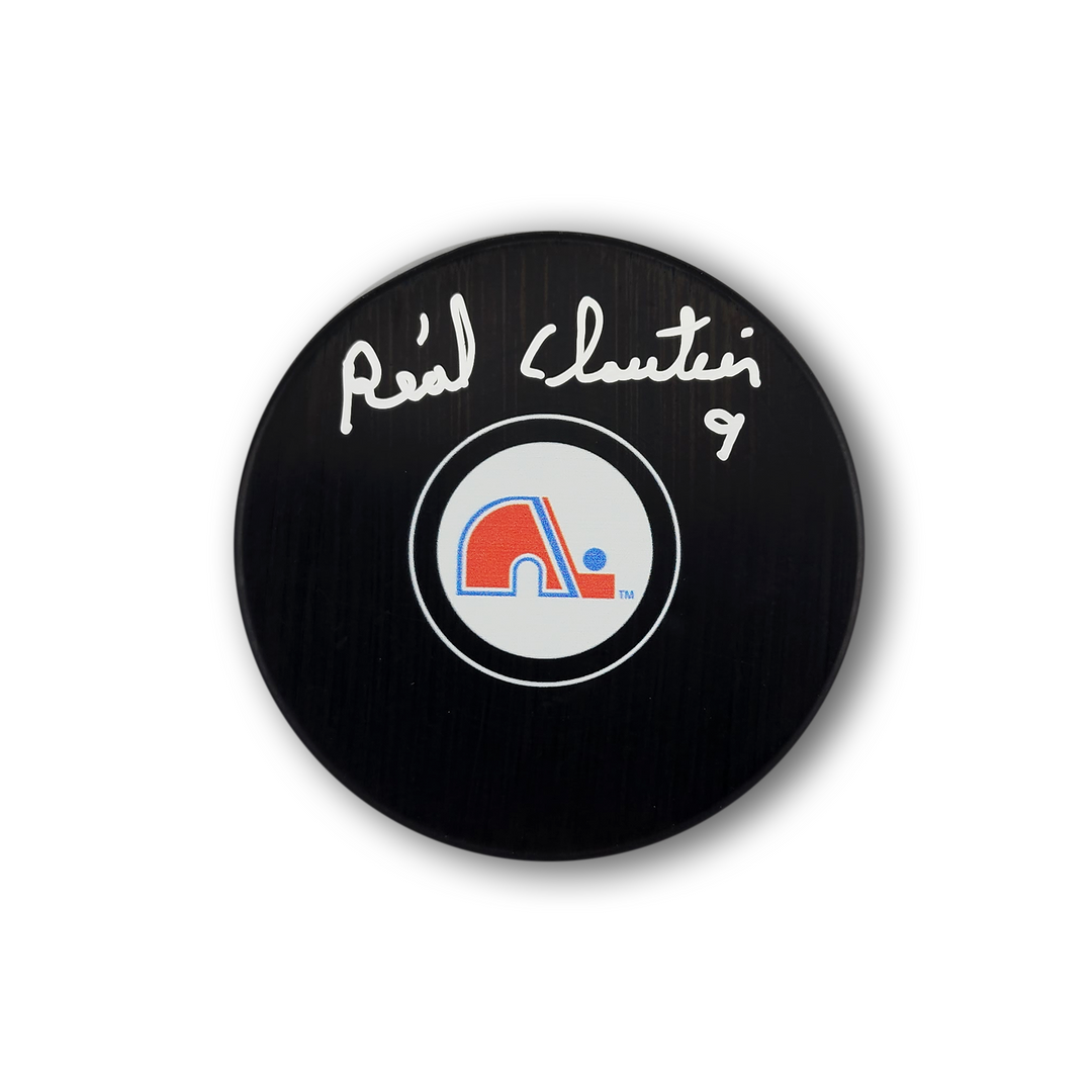 Real Cloutier Autographed Quebec Nordiques Hockey Puck