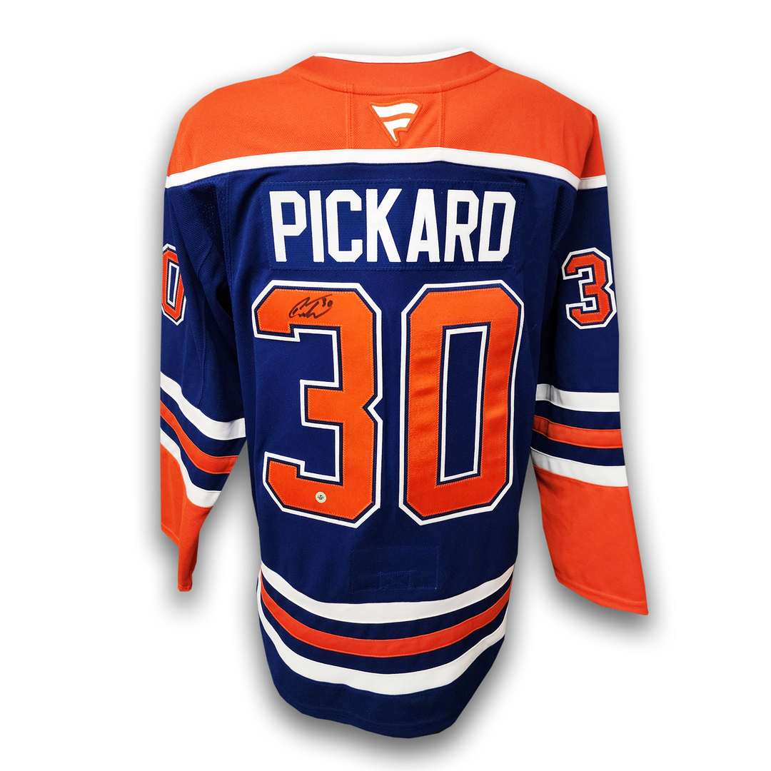 Calvin Pickard Autographed Edmonton Oilers Home Fanatics Premium Jersey