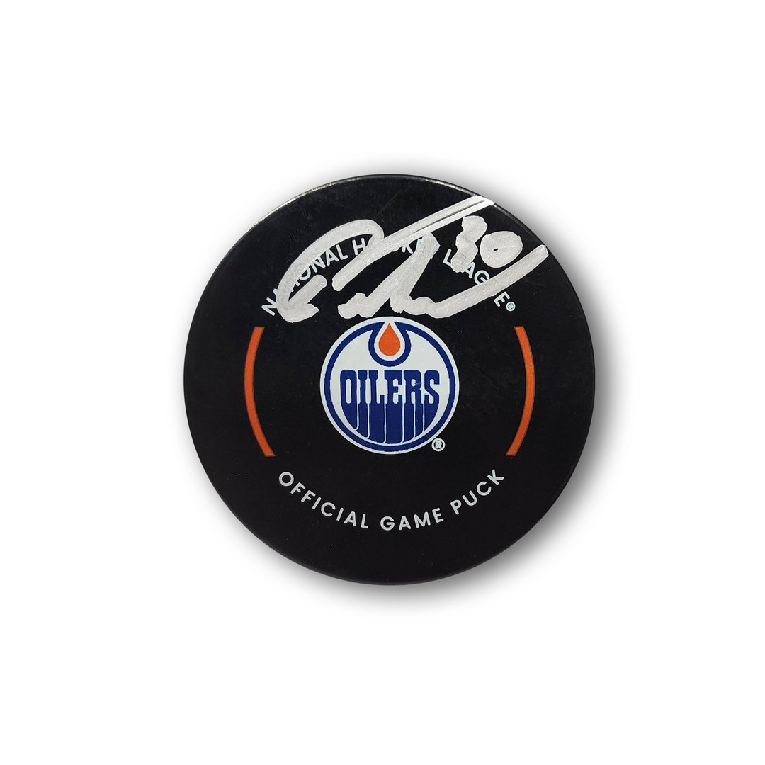 Calvin Pickard Autographed Edmonton Oilers Official Hockey Puck