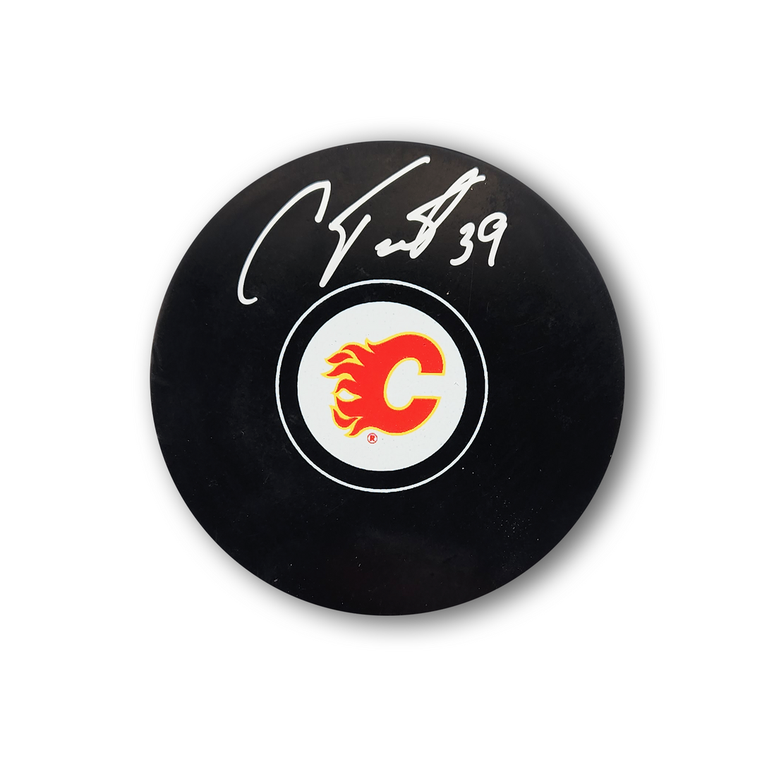 Cam Talbot Autographed Calgary Flames Hockey Puck