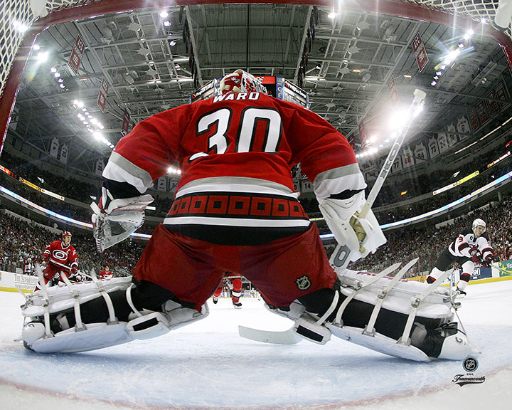 Pre-Order - Cam Ward Autographed Carolina Hurricanes Home 8x10 Photo (Behind)