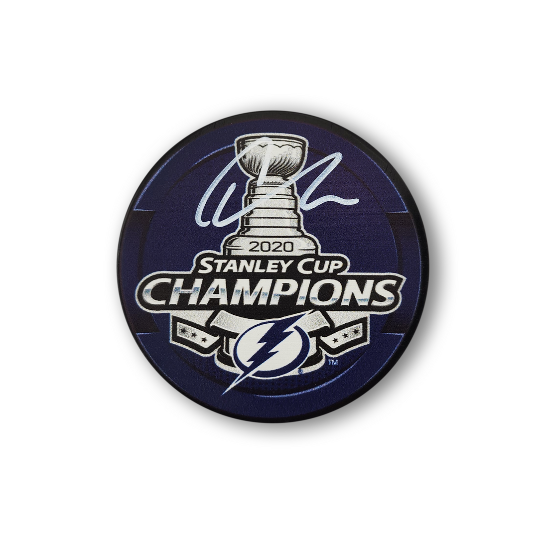 Carter Verhaeghe Autographed Tampa Bay Lightning 2020 Stanley Cup Hockey Puck