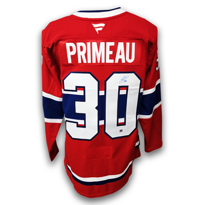 Cayden Primeau Autographed Montreal Canadiens Home Fanatics Premium Jersey