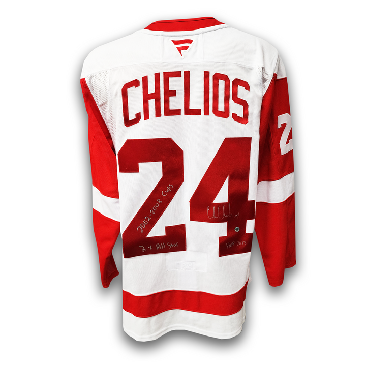 Chris Chelios Autographed Detroit Red Wings Away Fanatics Premium Career Jersey