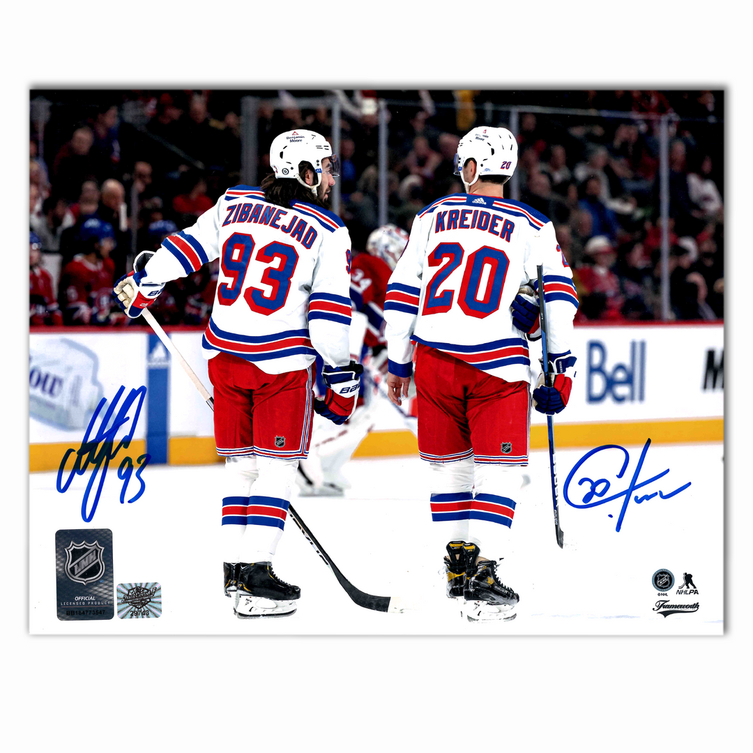 Mika Zibanejad and Chris Kreider Autographed New York Rangers Away 8x10 Photo