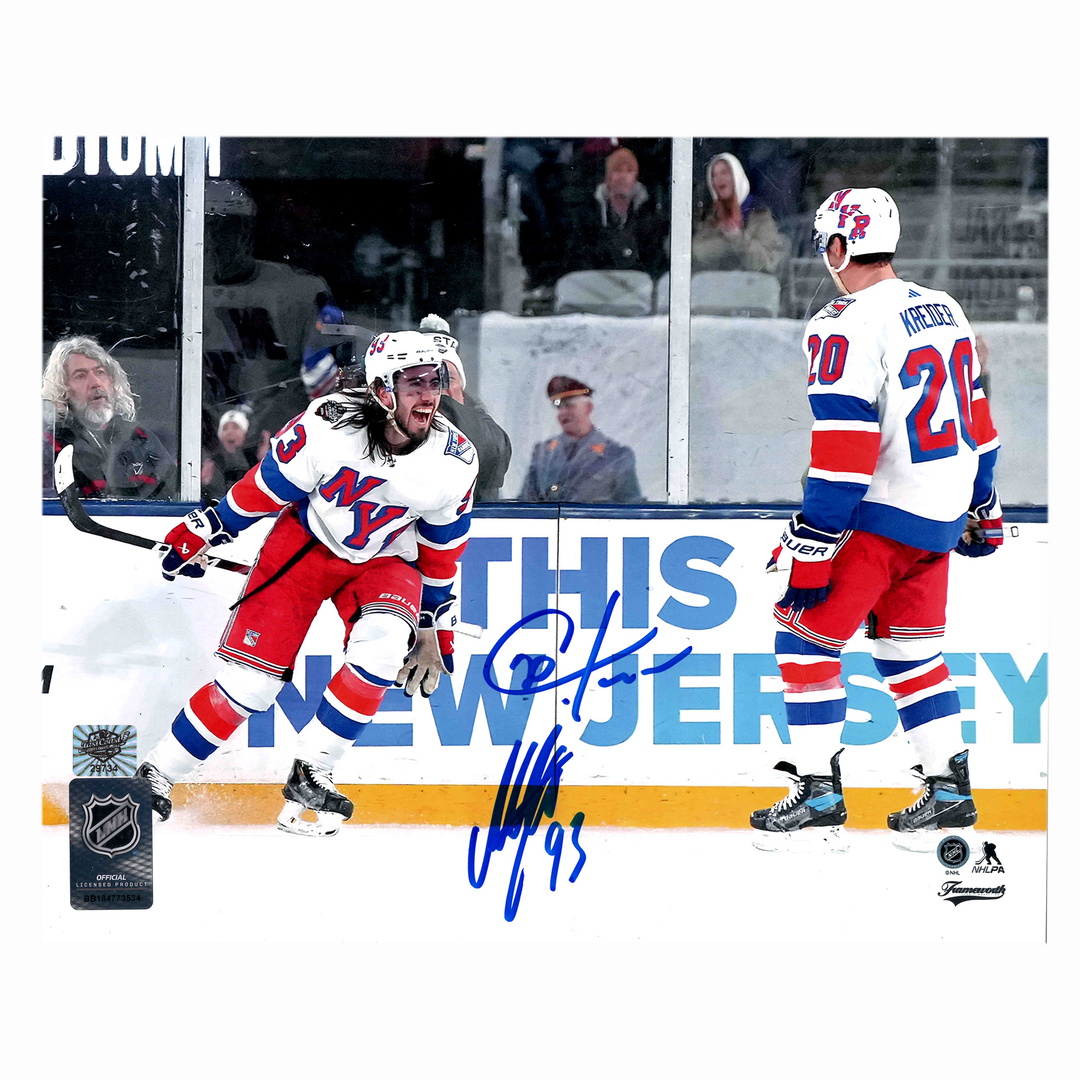 Mika Zibanejad and Chris Kreider Autographed New York Rangers Stadium 8x10 Photo