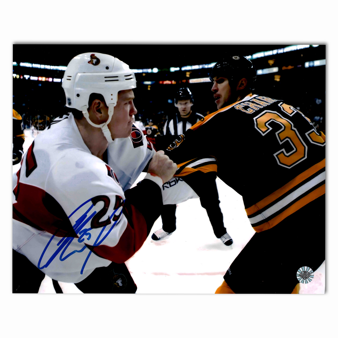 Chris Neil Autographed Ottawa Senators Fighting Chara 8x10 Photo
