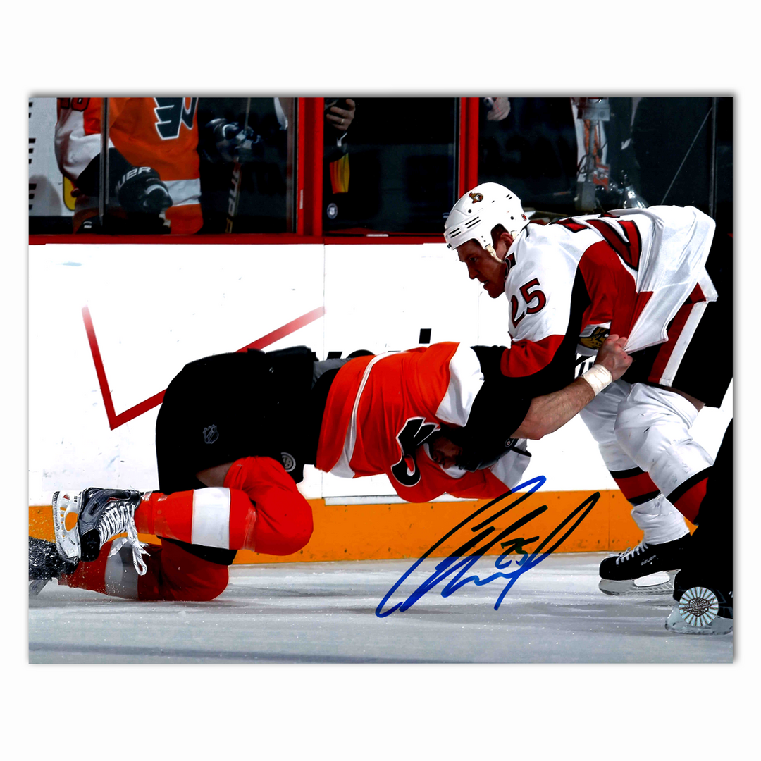 Chris Neil Autographed Ottawa Senators Fighting Philadelphia 8x10 Photo