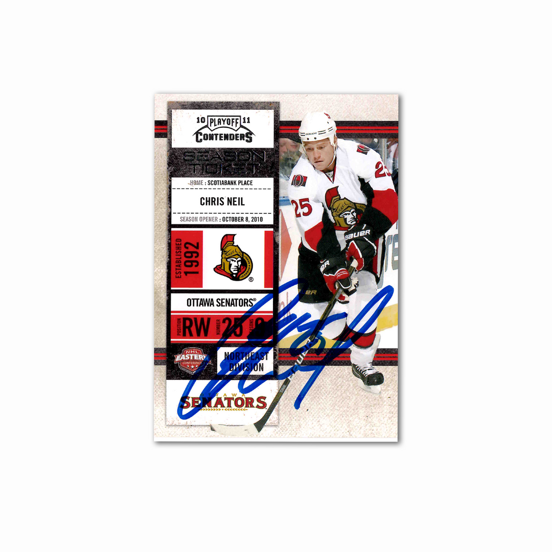 Chris Neil Autographed 2010-11 Panini Playoff Contenders Ottawa Senators #73