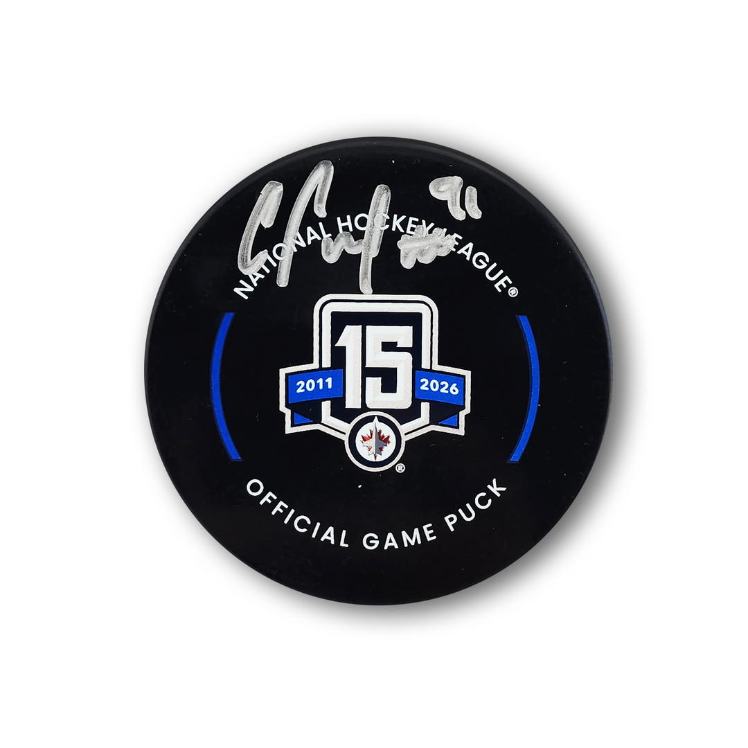 Cole Perfetti Autographed Winnipeg Jets 15th Year Anniversary Official Hockey Puck