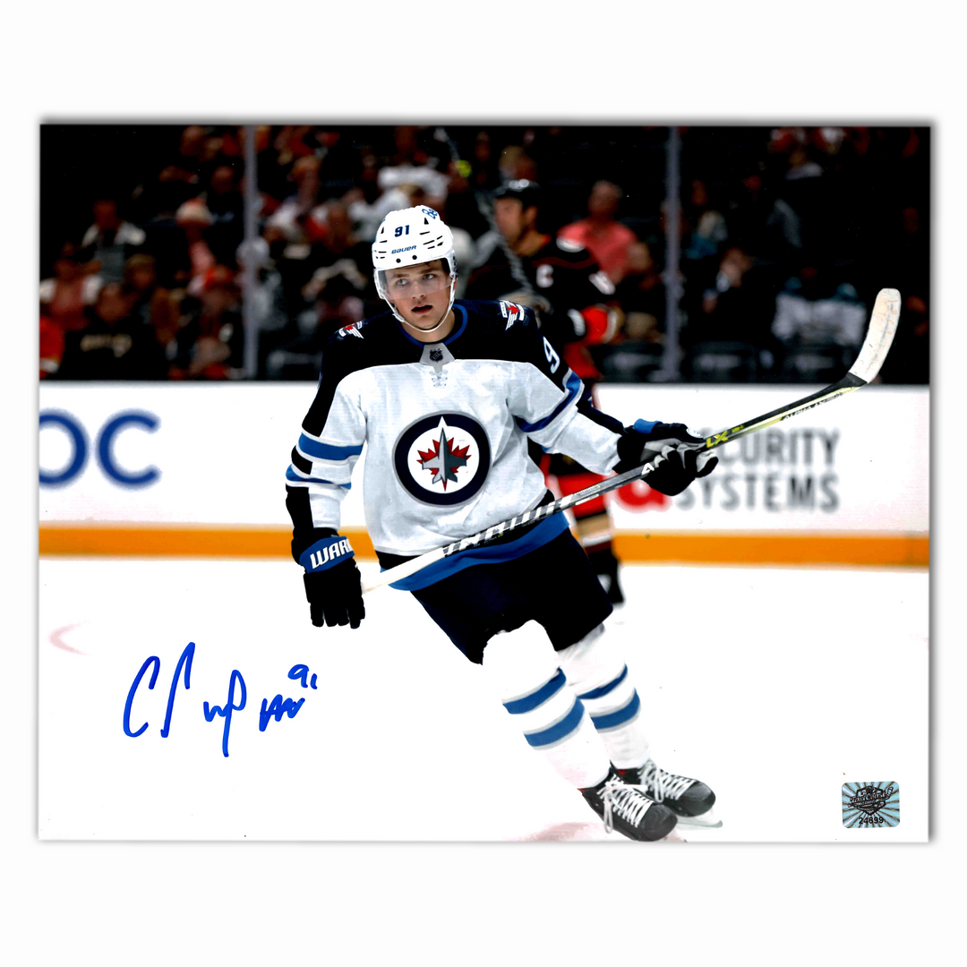 Cole Perfetti Autographed Winnipeg Jets Away Horizontal 8x10 Photo