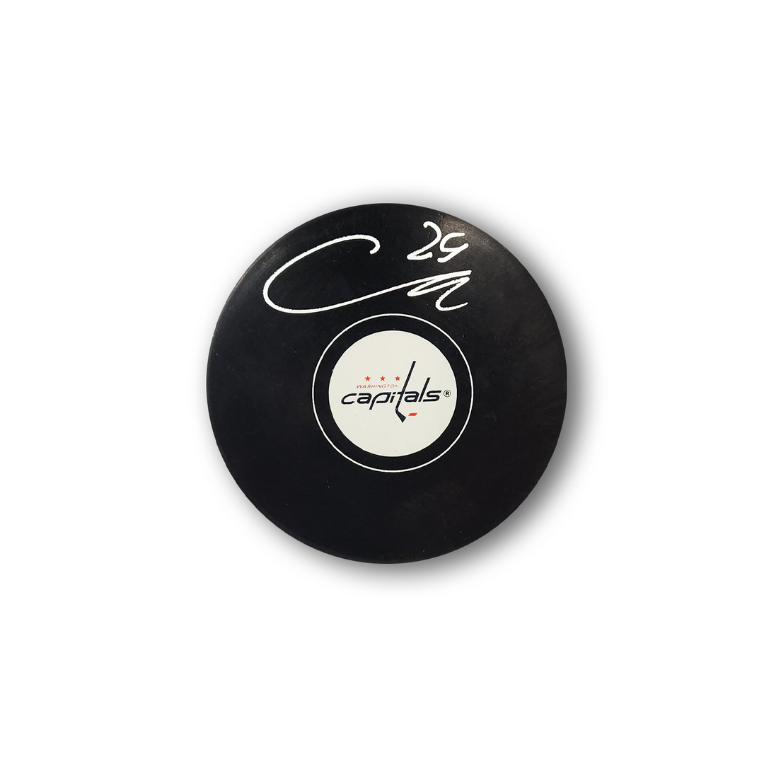 Connor McMichael Autographed Washington Capitals Hockey Puck