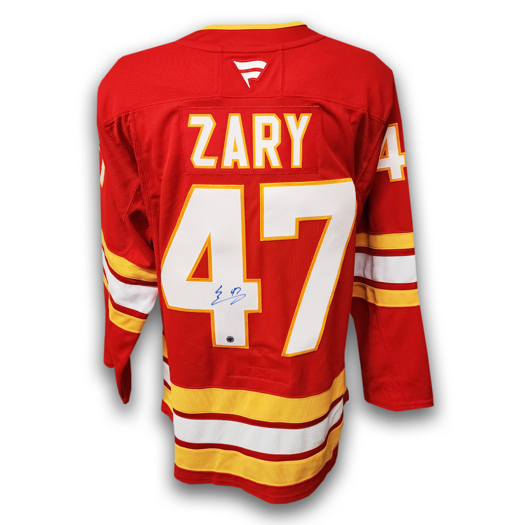 Connor Zary Autographed Calgary Flames Fanatics Premium Jersey