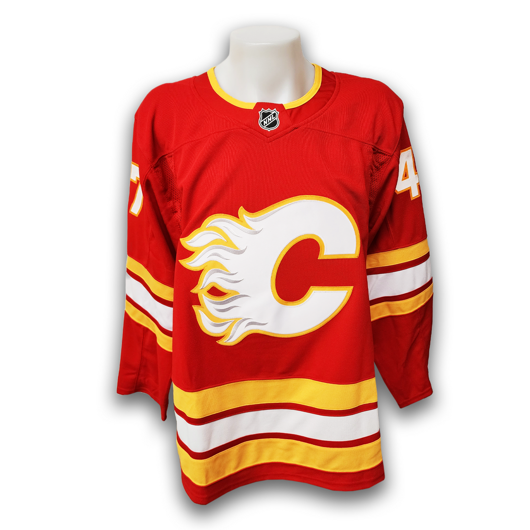 Connor Zary Autographed Calgary Flames Fanatics Premium Jersey
