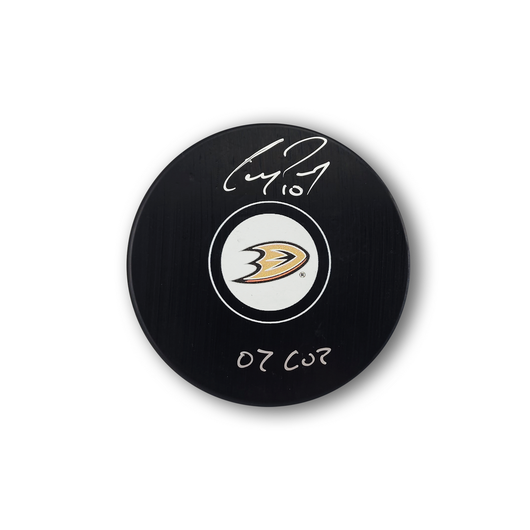 Corey Perry Autographed Anaheim Ducks Hockey Puck Inscribed 07 Cup