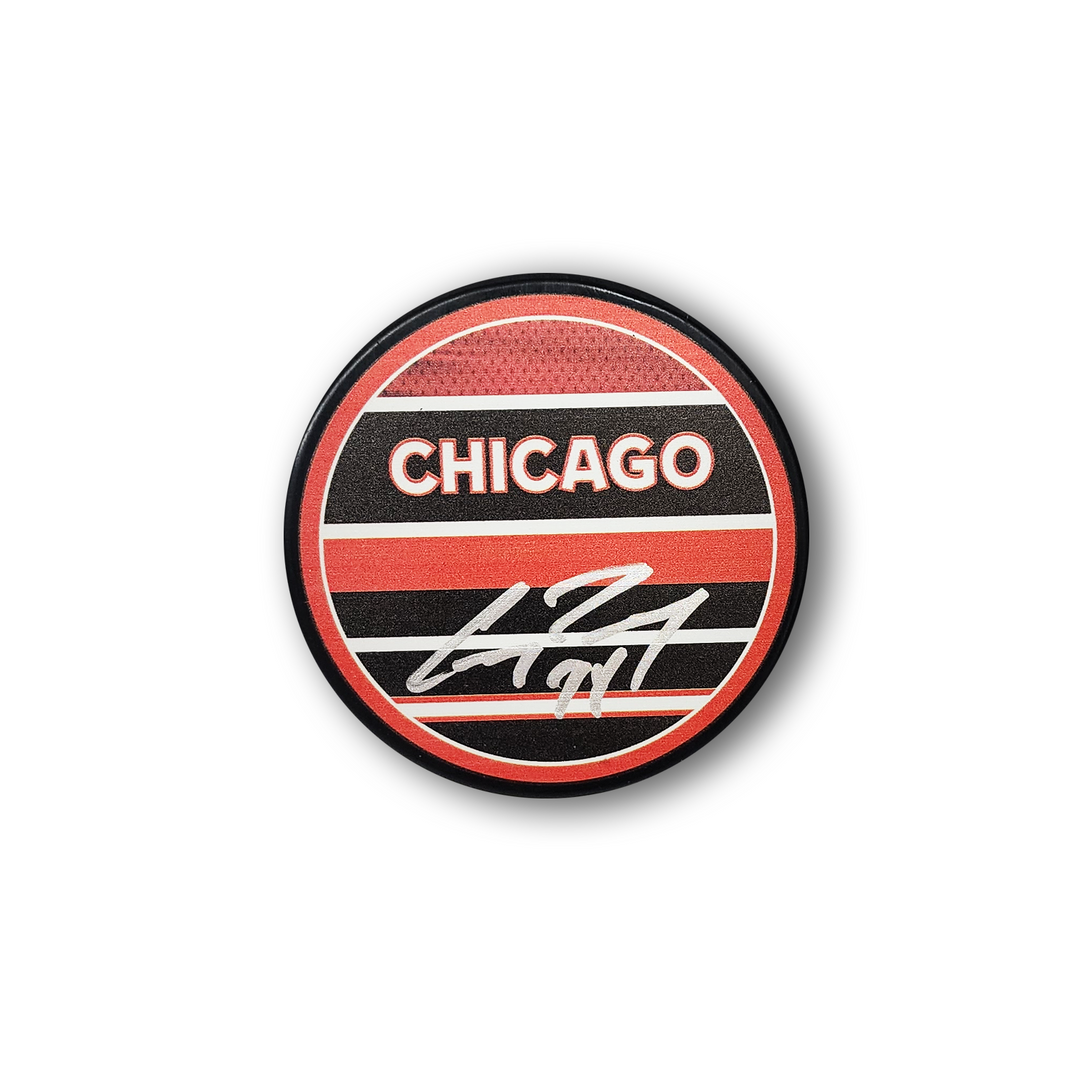 Corey Perry Autographed Chicago Blackhawks Reverse Retro Hockey Puck