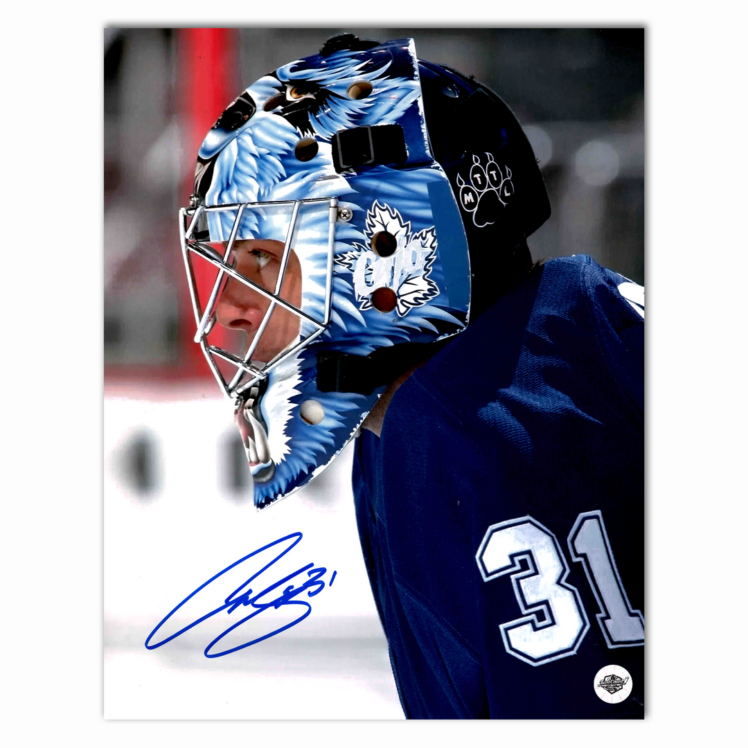Curtis Joseph Autographed Toronto Maple Leafs Close Up Mask 8x10 Photo