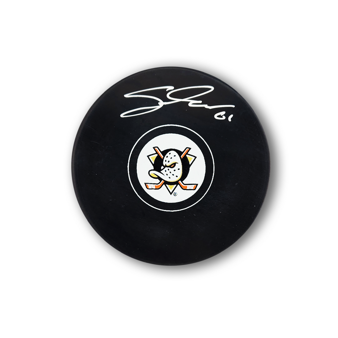 Cutter Gauthier Autographed Anaheim Ducks Hockey Puck