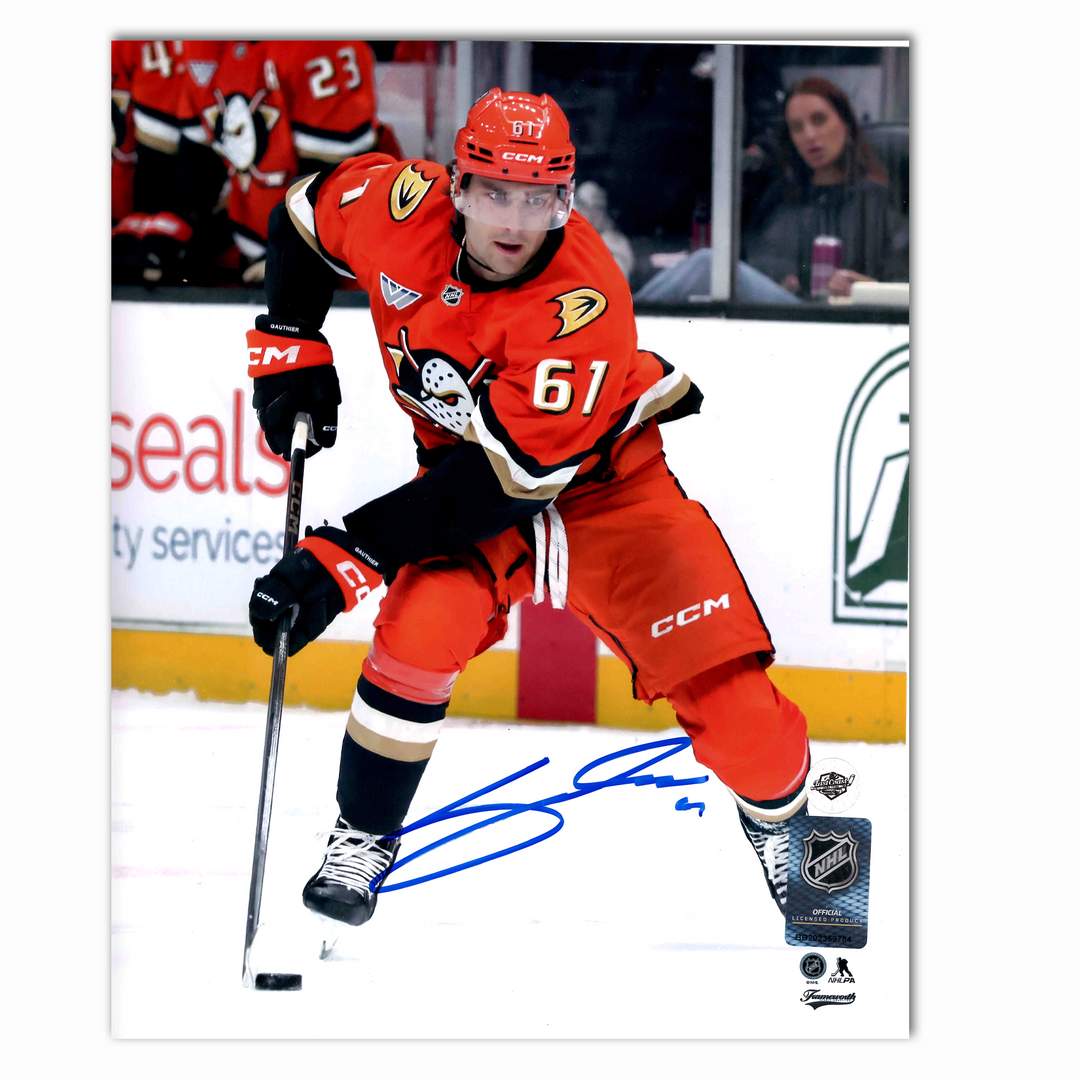 Cutter Gauthier Autographed Anaheim Ducks Home 8x10 Photo