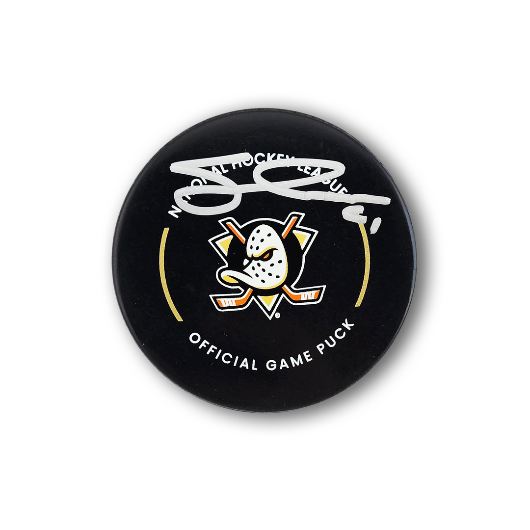 Cutter Gauthier Autographed Anaheim Ducks Official Hockey Puck