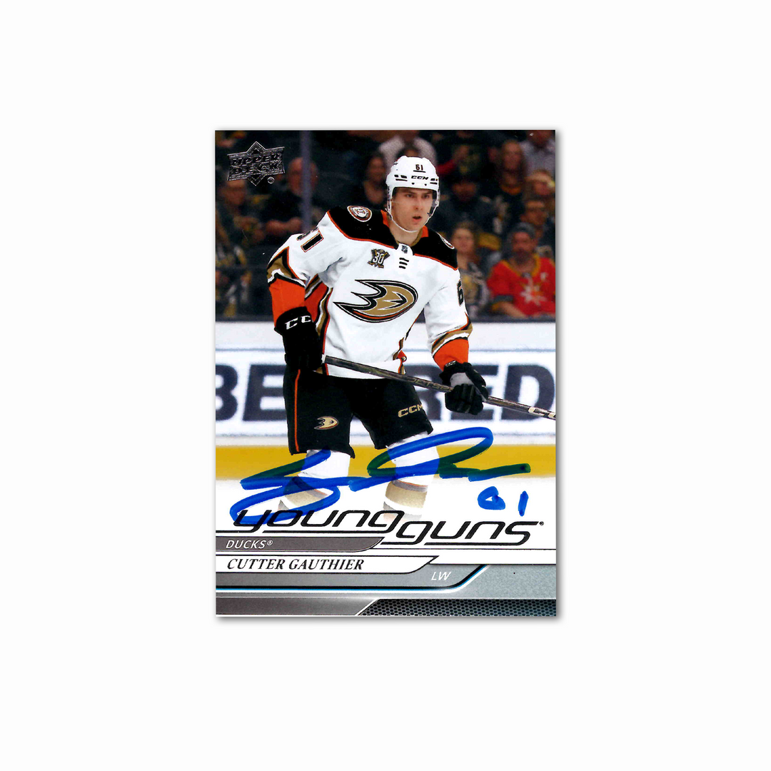 Cutter Gauthier Autographed Anaheim Ducks Young Guns Hockey Card