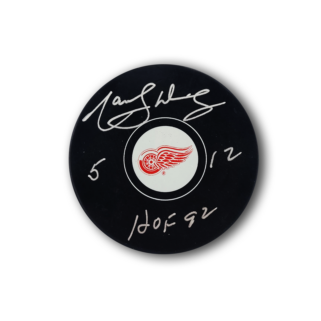 Marcel Dionne Autographed Detroit Red Wings Hockey Puck HOF 92