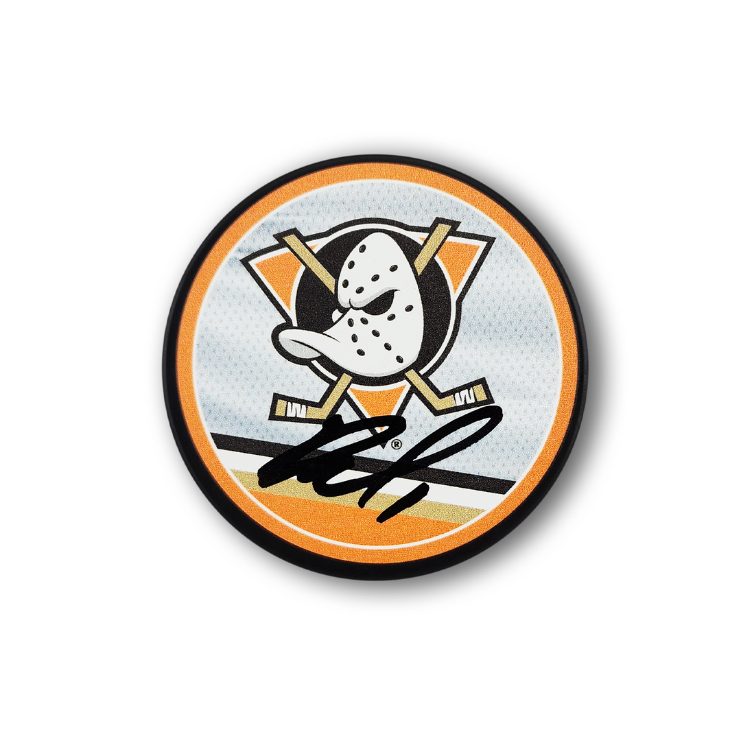 Lukas Dostal Autographed Anaheim Ducks Reverse Retro Hockey Puck
