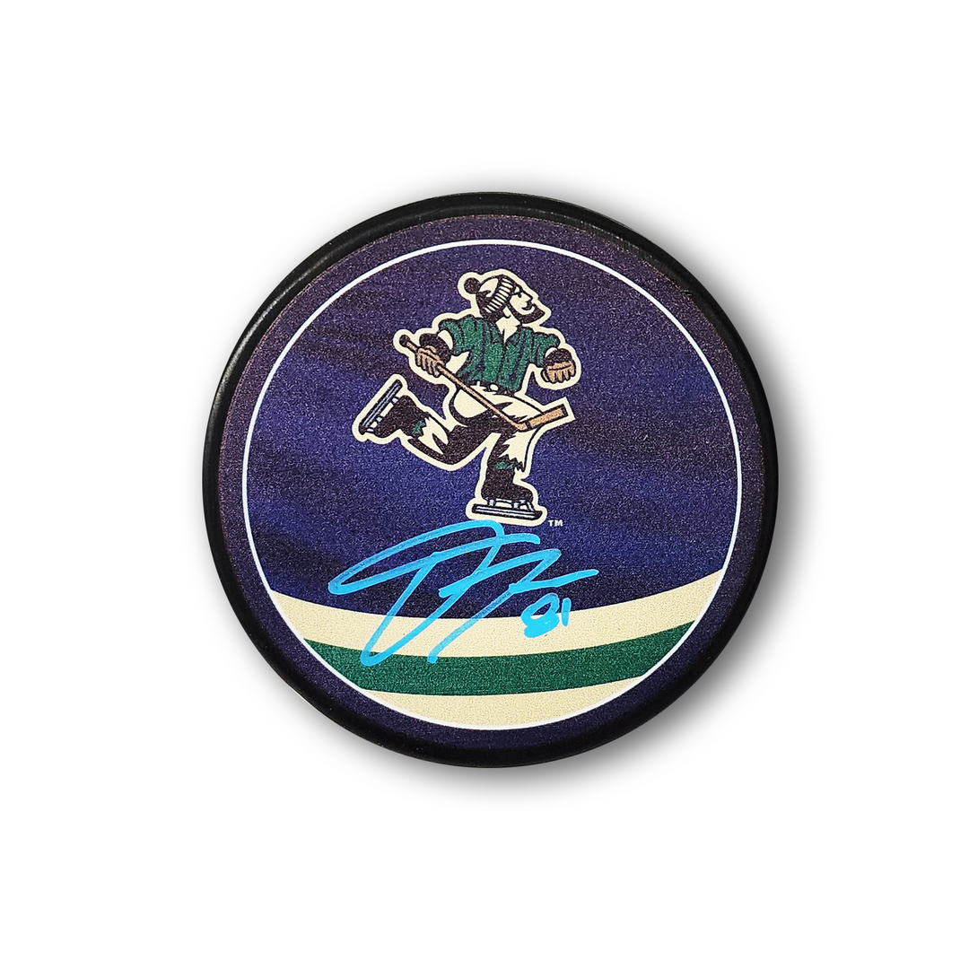 Dakota Joshua Autographed Vancouver Canucks Reverse Retro Hockey Puck